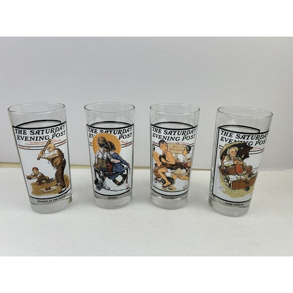 Arby's Summer Scenes Collection Saturday Evening Post Drinking Glass Set 1987 - Picture 1 of 11